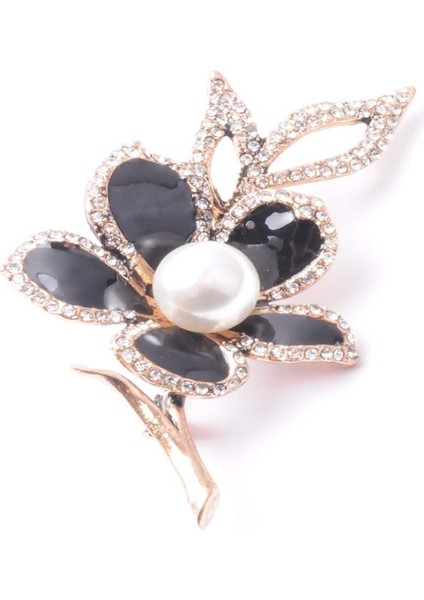 Broş Çiçekli Otantık Desenli Bronz Kristal Taşli fiyatları