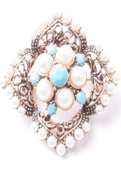 Broş Çiçekli Otantık Desenli Bronz Kristal Taşli fiyatları