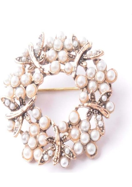 Broş Çiçekli Otantık Desenli Bronz Kristal Taşli fiyatları