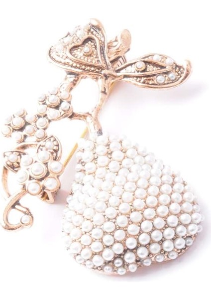 Broş Çiçekli Otantık Desenli Bronz Kristal Taşli fiyatları