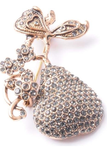 Broş Çiçekli Otantık Desenli Bronz Kristal Taşli fiyatları
