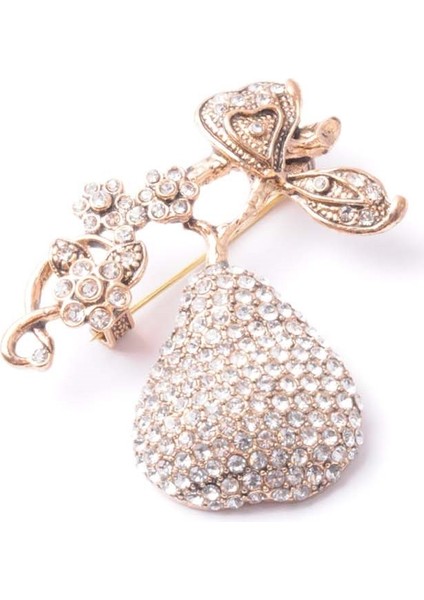 Broş Çiçekli Otantık Desenli Bronz Kristal Taşli fiyatları