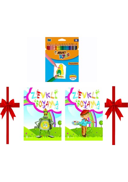 Boyama Seti ( 2 Adet Boyama Kitabı+ Bic 18 Li Kuruboya)