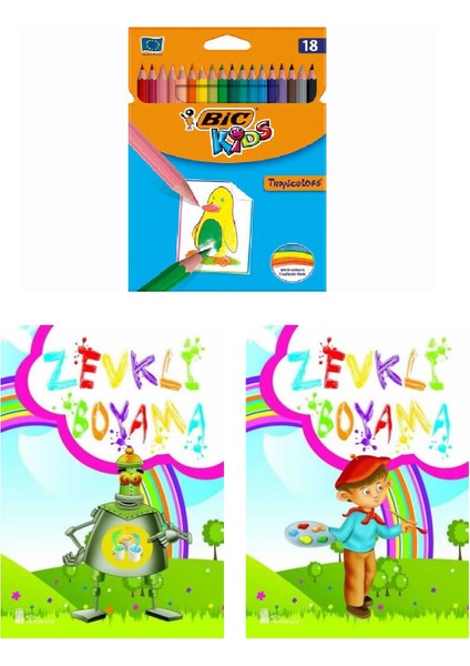Boyama Seti ( 2 Adet Boyama Kitabı+ Bic 18 Li Kuruboya) fiyatları