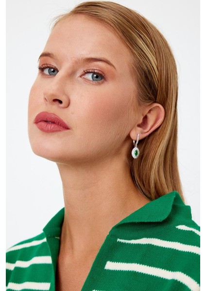 Yeşil Taşlı Gümüş Küpe modelleri