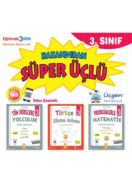 3. Sınıf Kazandıran Süper Üçlü Set+ Bic 18 Li Kuru Boya Hediyeli