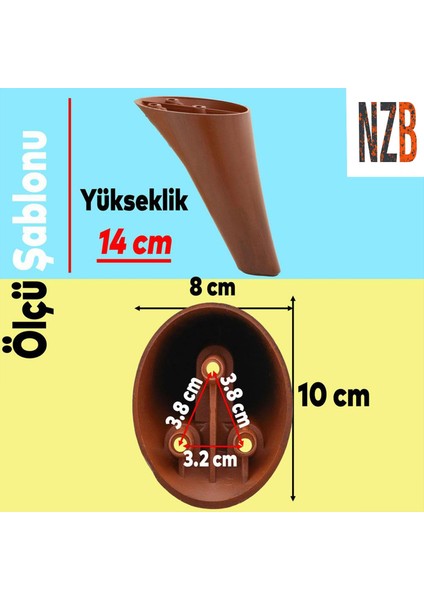 Lüks Mobilya Kanepe Sehpa Tv Ünitesi Koltuk Ayağı 14 cm Kahverengi Ahşap Desenli Baza Ayak