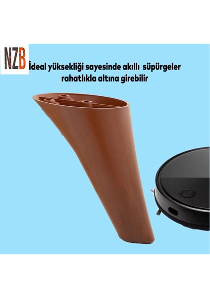 Lüks Mobilya Kanepe Sehpa Tv Ünitesi Koltuk Ayağı 14 cm Kahverengi Ahşap Desenli Baza Ayak