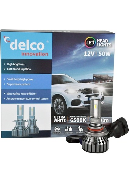 Delco Special Serisi Hb3 9005 LED Xenon Slim LED 8000 Lümen 6500K