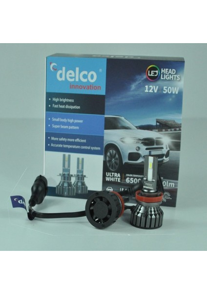 Delco Special Serisi H11 LED Xenon Slim LED Far 8000 Lümen 6500K