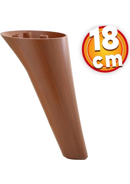 Lüks Mobilya Kanepe Sehpa Tv Ünitesi Koltuk Ayağı 18 cm Kahverengi Ahşap Desenli Baza Ayak