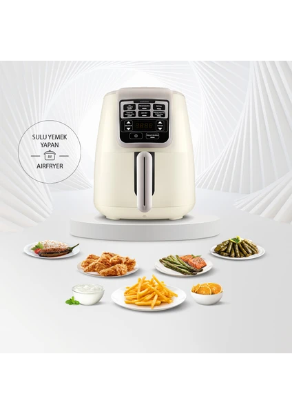 Air Pro Cook XL 2 in 1 Konuşan Airfryer Iconic Beige 4 Kişilik Fritöz