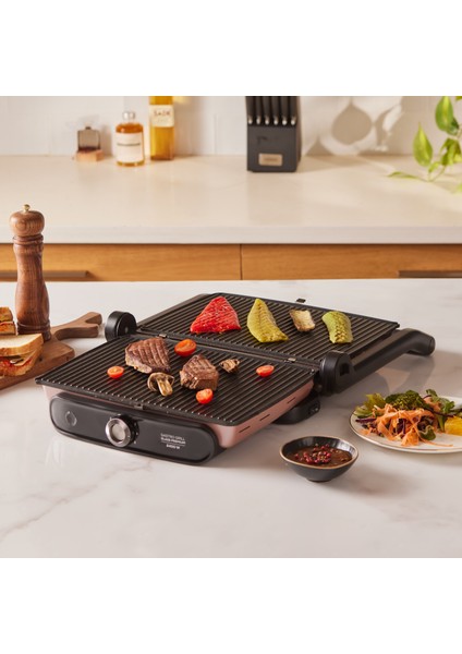 Gastro Grill Glass Premium 2400W Tost ve Izgara Makinesi Rosegold