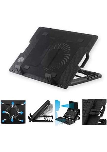 Ergostand NB339 M25 Tek Fanlı LED Işıklandırmalı 9" - 17" Notebook Soğutucu