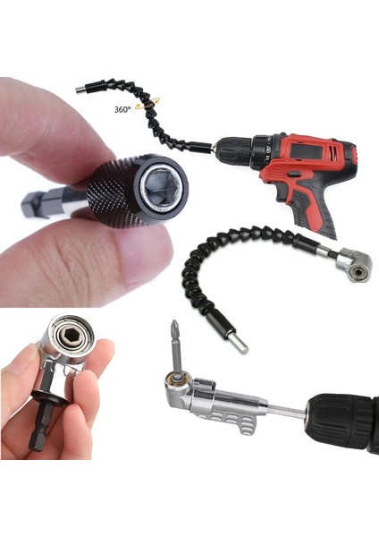 Matkap Için Vidalama Uç Seti Altıgen He x Köşe Kör Vidalama Adaptörü Hızlı Bits Adaptör Esnek Hortum