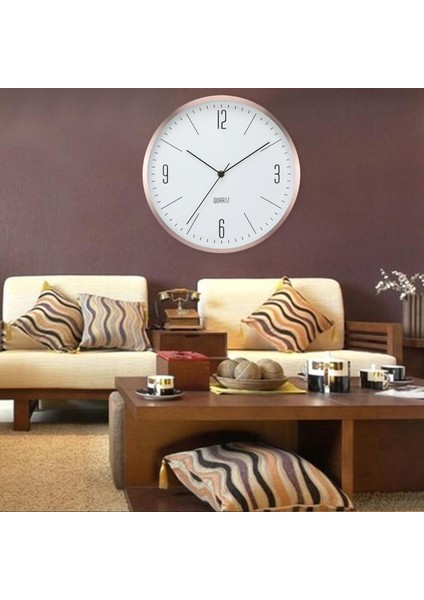 Yuvarlak Şık Duvar Saati Oturma Odası Okulu Yatak Odası Şampanya Altın (Yurt Dışından) indirimleri