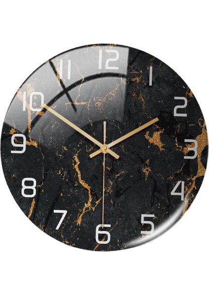 Mermer Saat 12 "dekoratif Sessiz Oturma Odası Siyahı (Yurt Dışından)