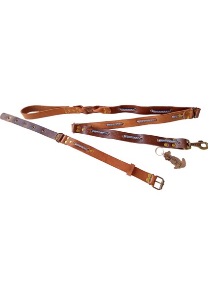 Köpek gezdirme kayışı boyun tasmalı set hakiki deri kahverengi kalınlık:4mm genişlik:2,5cm gezdirme kayışı:130cm boyun tasması:S.27-35cm ayarlanabilir dog collar TB1-1S fırsatları