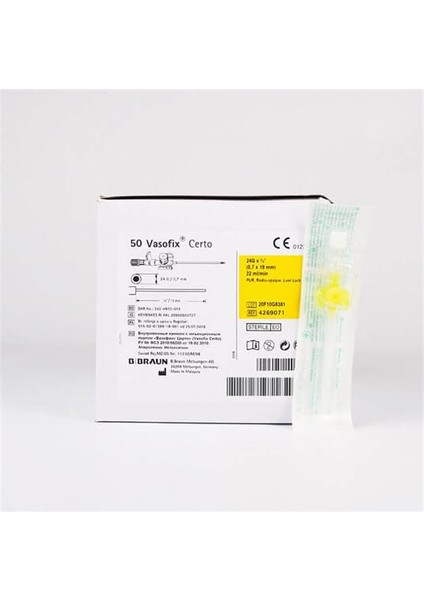 Vasofix Branül (Intraket) Sarı (24G) 50'li Paket