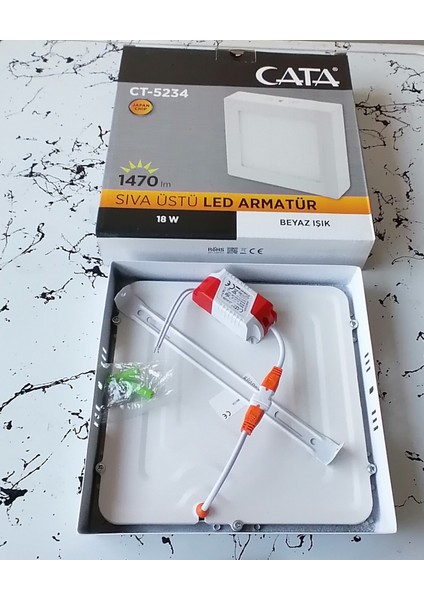 CT-5234 Cata 18 Watt Sıva Üstü Kare Beyaz Işık LED Panel fiyatları