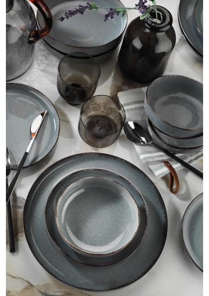 16 Parça Mavi Yemek Takımı 4 Kişilik Şık Porselen Set