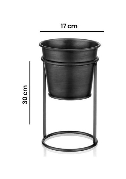 Metal Dekoratif Ayaklı Saksı - Siyah