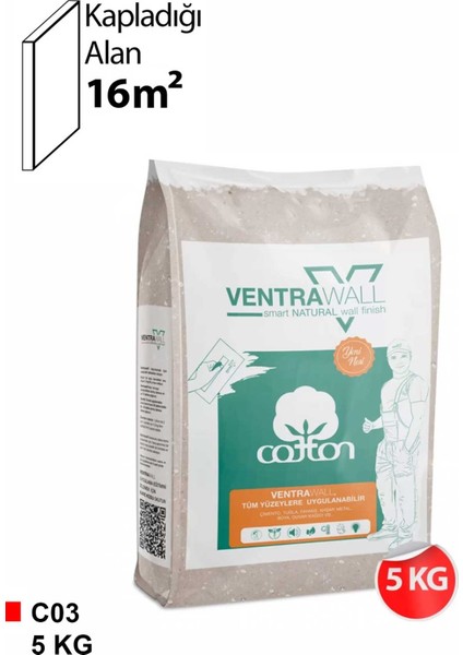 - Krem Renk Duvar Kağıdı ve Pamuk Sıva - C03 - 5 kg