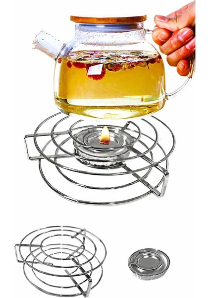 Jel Ateşli Isıtıcılı Soğutmaz Metal Nihale Çaydanlık Tencere Altlığı