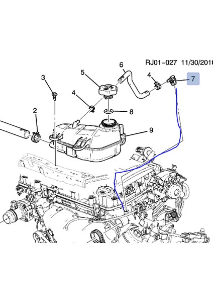 Yeni Aveo 1.2 1.4 Benzinli Motor Yedek Su Depo Hortum Konnektörü Orjinal Gm Marka 55354565