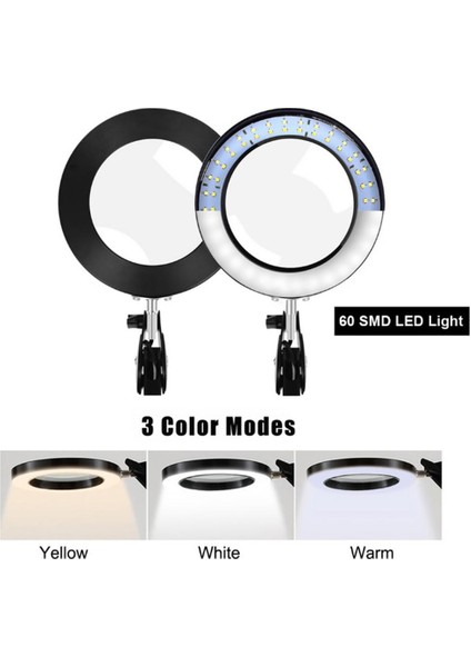 Strade Store 3 Renk Modu LED 5x Büyüteçli Cam Masa ile Kelepçe Lehimleme Aracı 25CM (Yurt Dışından)