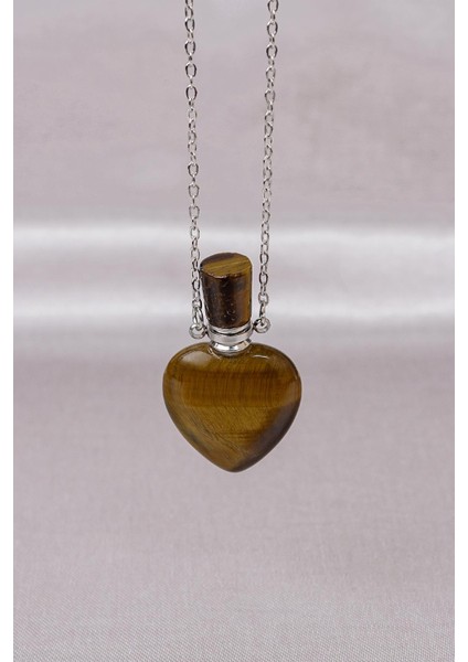 Kaplan Gözü Taşı Parfüm Şişesi Kolye