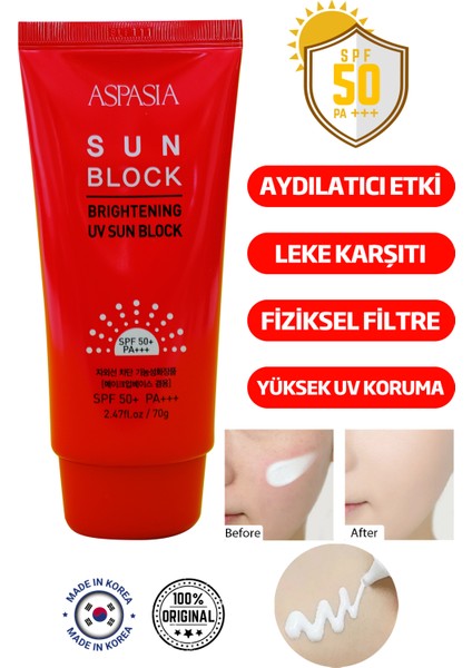 Cildi Nemlendiren ve Aydınlık Görünüm Kazandıran Kore Güneş Koruyucu Krem 70G