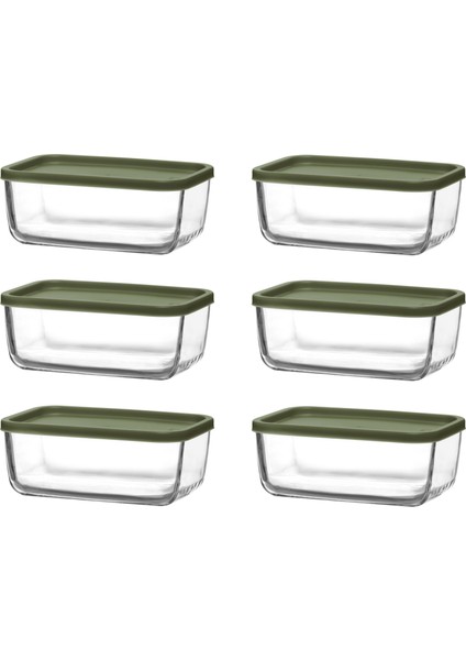 Cube 1170 cc Büyük Saklama Kabı Yeşil Kapak 6'lı Set