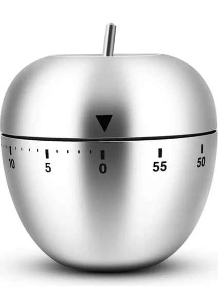 La Vie Design Taşınabilir Metalik Gri Apple Paslanmaz Kararmaz Çelik Mekanik 60 Dakika Timer Zamanlayıcı Saat