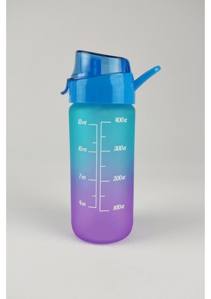 500 ml Çift Renk Ölçü Baskılı Motivasyon Cam Su Şişesi Mavi – 11808-160