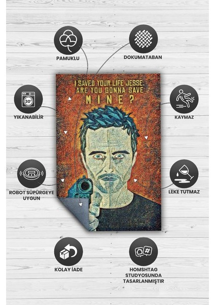 Jesse Dokuma Tabanlı Yıkanabilir Breaking Bad Halısı