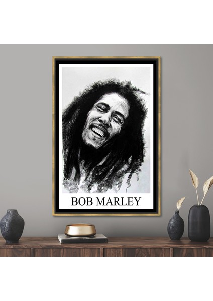 1 Parça Gold Çerçeveli Bob Marley Ünlü Bob Marley Portre