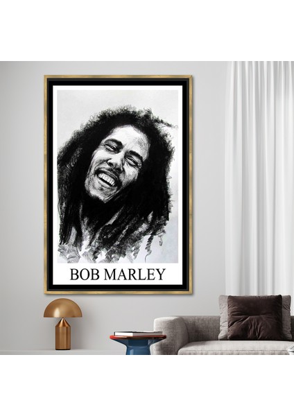 1 Parça Gold Çerçeveli Bob Marley Ünlü Bob Marley Portre