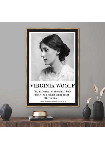 1 Parça Gold Çerçeveli Virginia Woolf Ünlü Kanvas Virginia Woolf Kanvas Sanatı