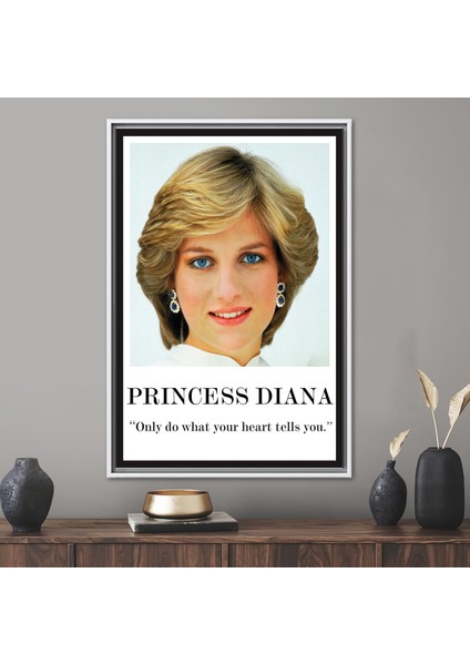 1 Parça Beyaz Çerçeveli Prenses Diana Ünlü Kanvas Sanatı Prenses Diana Baskılı
