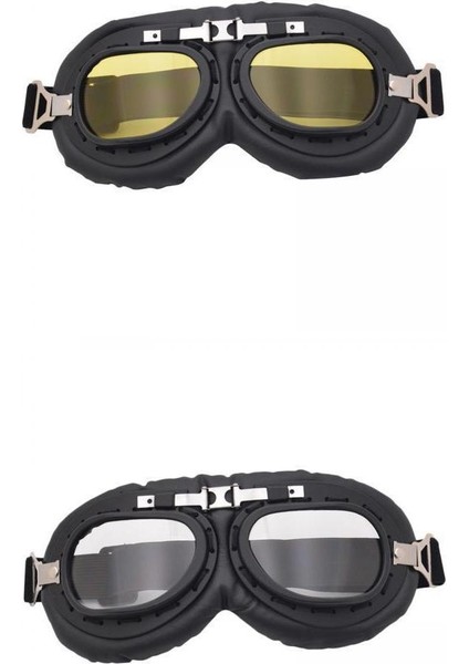 2x Motosiklet Goggles Bike Racer Binicilik Için Açık Gözlük Atv Clear ve Sarı (Yurt Dışından)