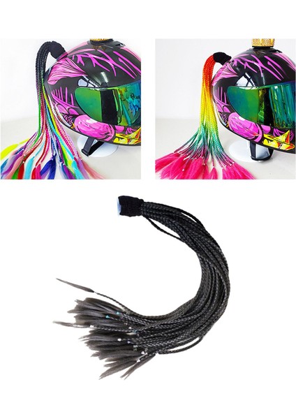 Motosiklet Örgüleri Ponytail 55CM-60CM Punk Siyah Koyu Gri (Yurt Dışından)