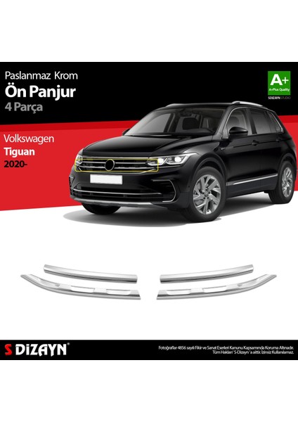 Volkswagen Tiguan Krom Ön Panjur 4 Prç. 2020 Üzeri