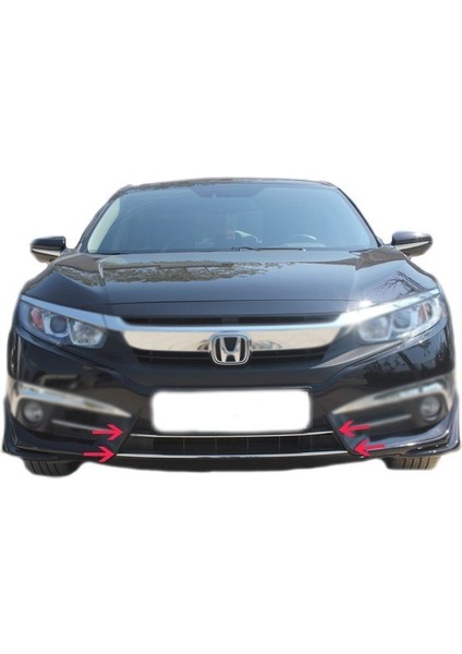 Honda Civic 10 Ön Tampon Çıtası 2 Prç Krom 2016 ve Sonrası