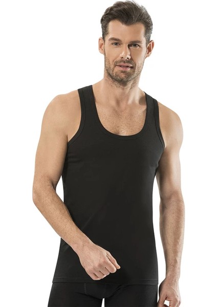 110 3 Adet Siyah Erkek Penye Atlet % 100 Pamuk Klasik Askılı Abani Classic