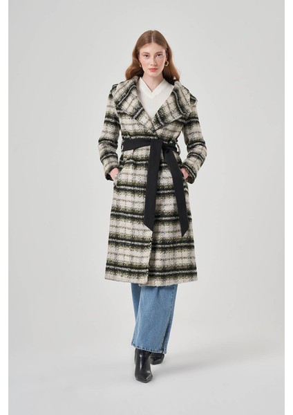 Şal Yaka Ekose Haki Kaban fiyatları