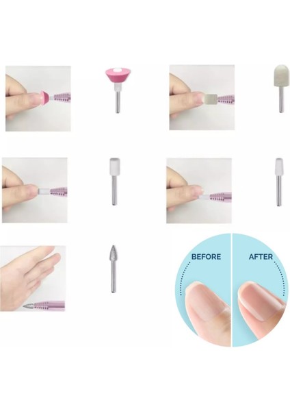 5'li Tırnak Bakım Uç Seti Freze Uç Seti Tırnak Parlatma Polisaj Nail Art Törpü Ucu fırsatları