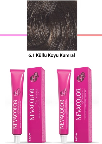2 Li Set Premium 6.1 Küllü Koyu Kumral - Kalıcı Krem Saç Boyası 2 x 50 G Tüp