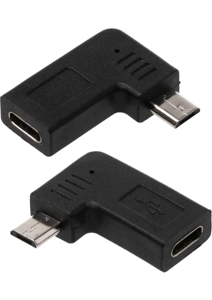 S7 Için 90 Derece Mikro USB Erkek Tip C Dişi Adaptörü, 2 Adet (Yurt Dışından)