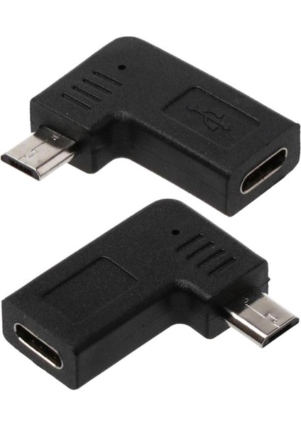 S7 Için 90 Derece Mikro USB Erkek Tip C Dişi Adaptörü, 2 Adet (Yurt Dışından)